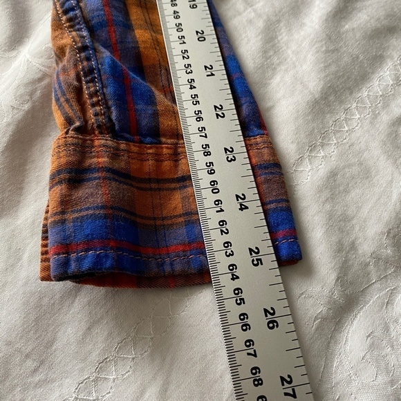 Bluenotes Men's Orange/Blue Plaid Long Sleeve Button Up Shirt Size Medium - Picture 11 of 12